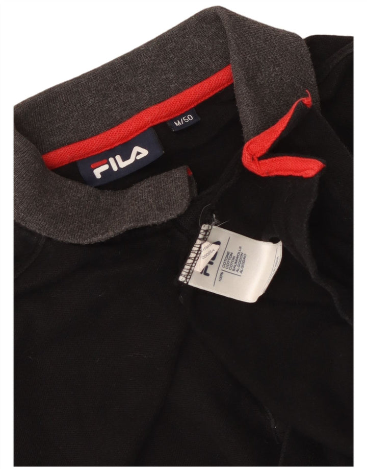 Polo da uomo Fila in cotone nero medio