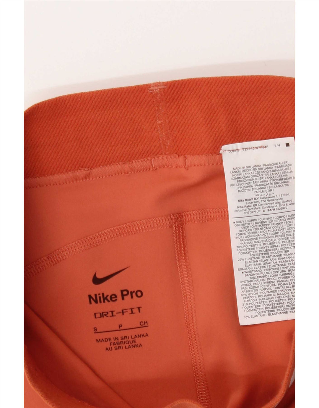 Pantaloncini sportivi Nike Dri Fit Graphic da donna UK 8 Small Arancione Poliestere