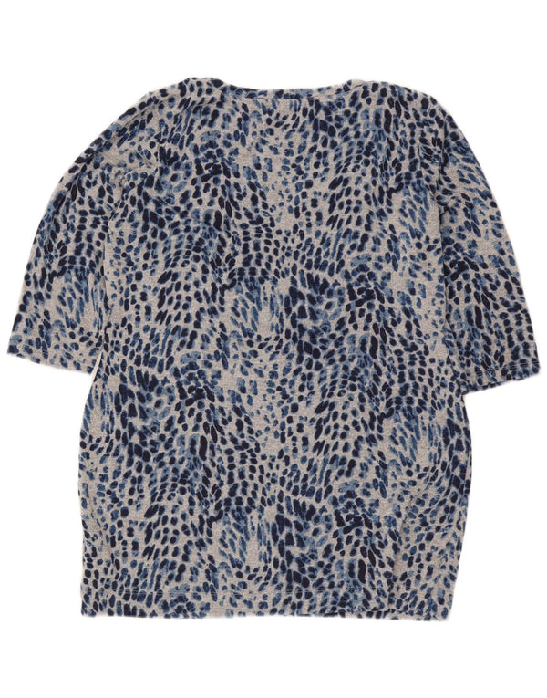 Marks & Spencer Top da donna manica 3/4 UK 16 grande stampa animalier blu