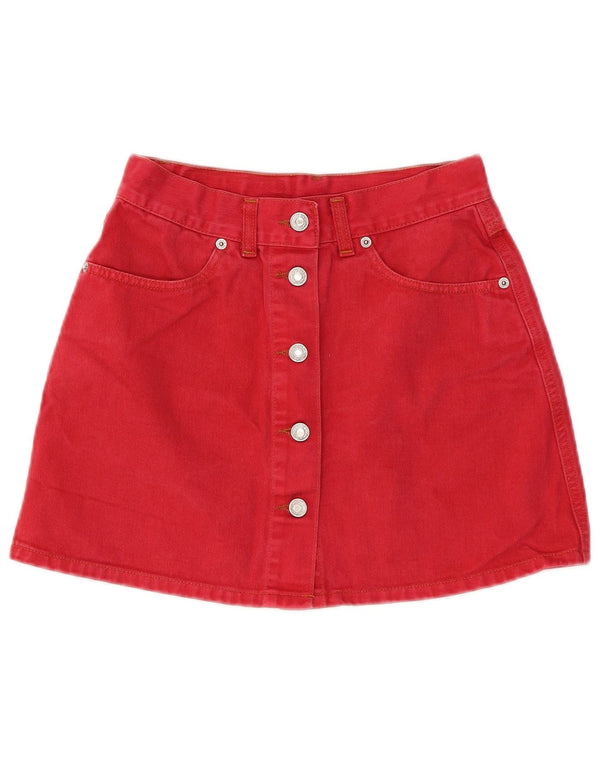 Minigonna in denim da donna Benetton IT 44 media W26 in cotone rosso