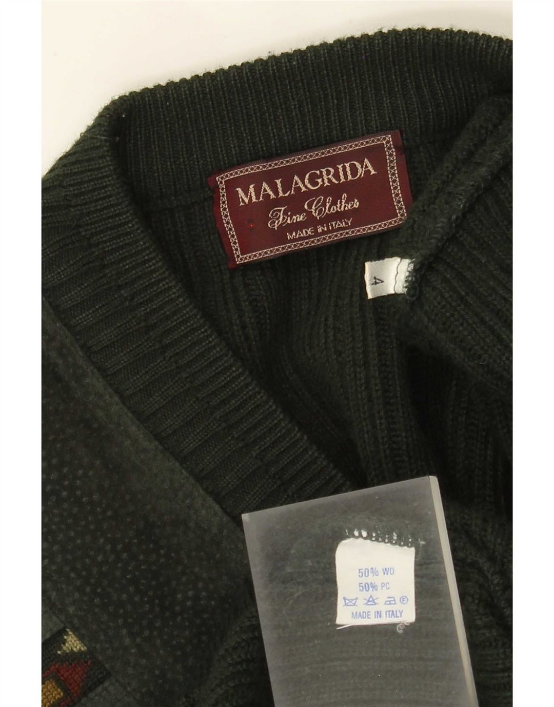 MALAGRIDA Maglione da uomo con scollo a V Grande poliacrilico geometrico verde