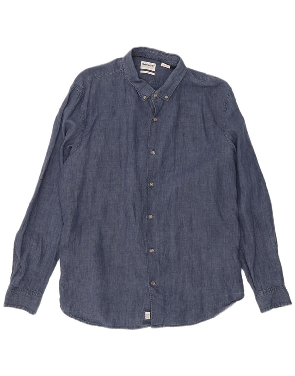 Camicia slim fit da uomo TIMBERLAND 2XL Lino blu navy
