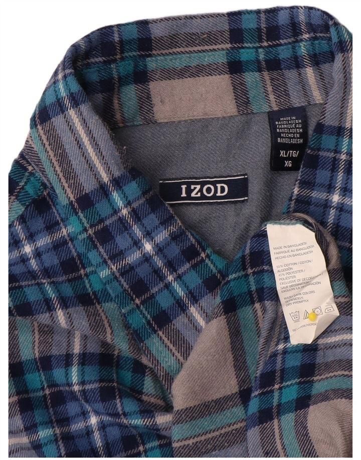 Camicia in flanella da uomo Izod XL in cotone a quadri blu