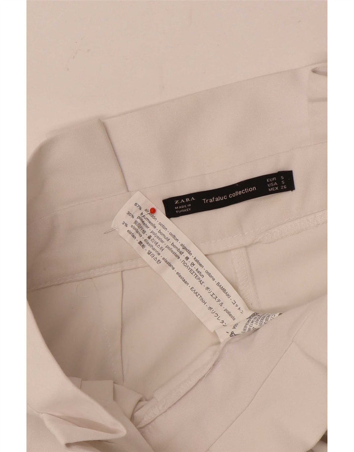Pantaloncini a vita alta da donna Zara piccoli W26 cotone bianco