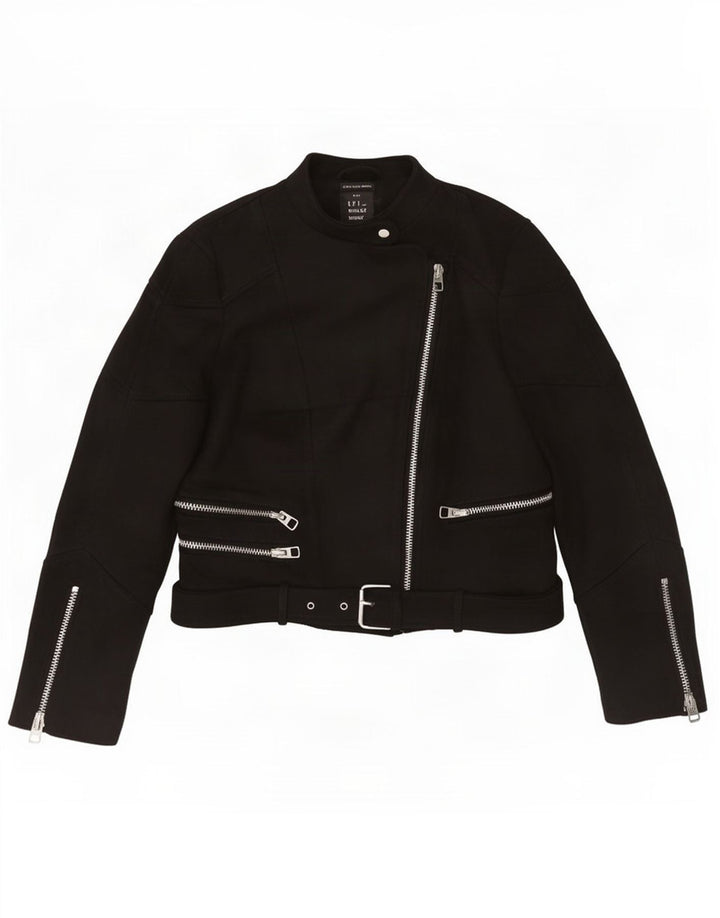 Giacca da motociclista corta Zara da donna Trafaluc UK 12 poliestere nero medio