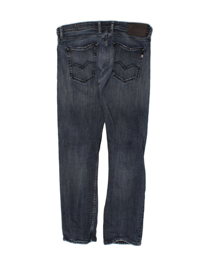 REPLAY Womens Grover Straight Jeans W33 L29 Navy Blue Vintage Replay and Second-Hand Replay from Messina Hembry 