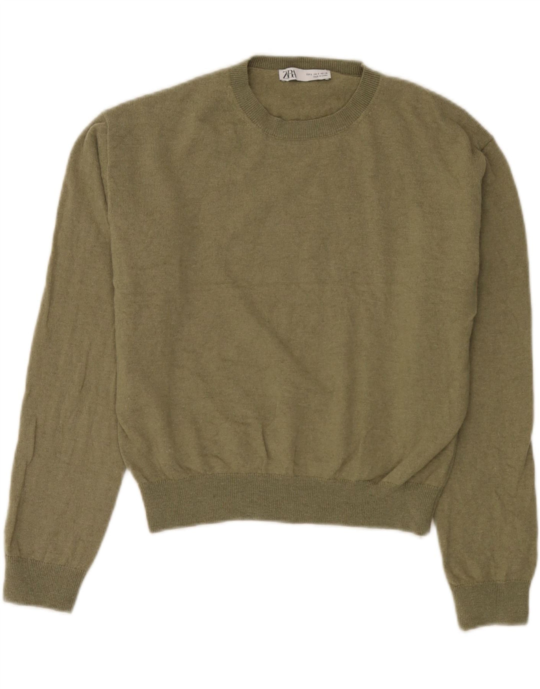 Maglione girocollo oversize da donna Zara UK 10 piccolo in lana verde
