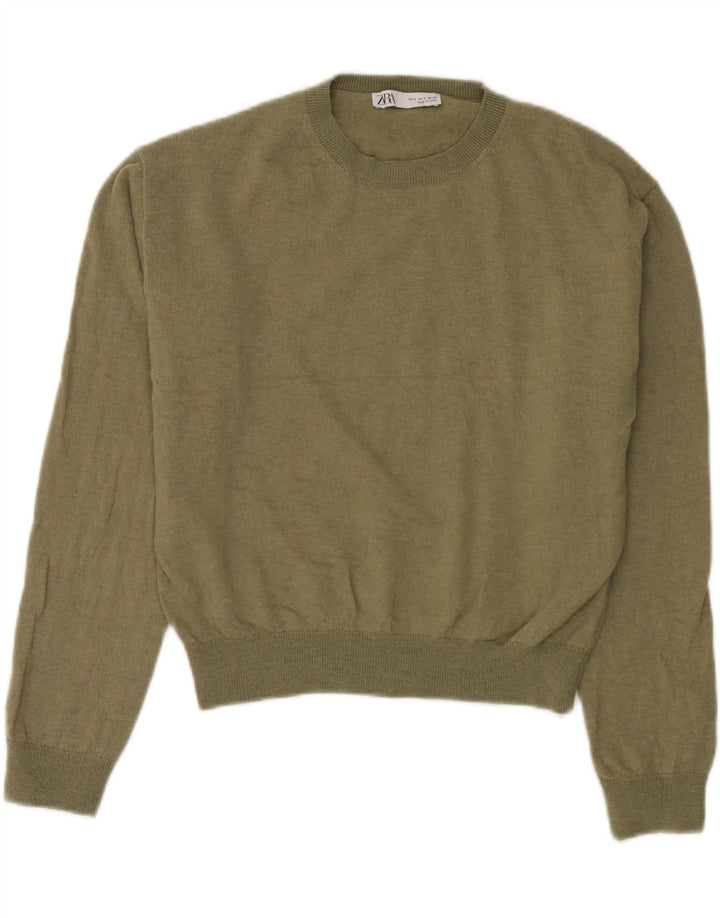 Maglione girocollo oversize da donna Zara UK 10 piccolo in lana verde