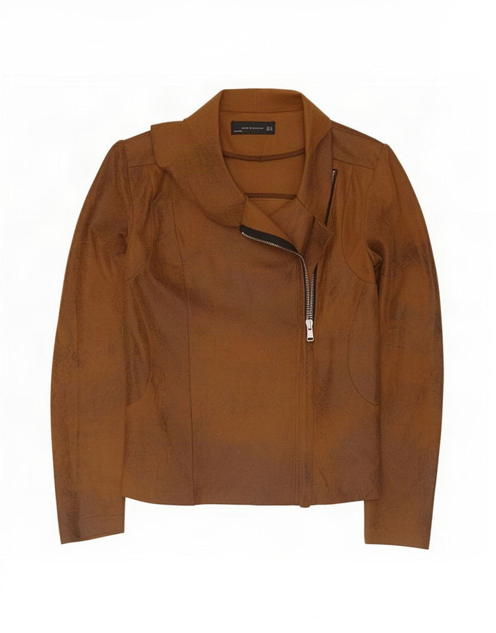 Giubbotto bomber da donna in ecopelle Zara UK 10 piccolo poliestere marrone