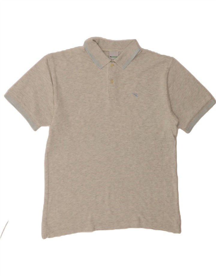DIADORA Mens Polo Shirt Large Grey Flecked Cotton Vintage Diadora and Second-Hand Diadora from Messina Hembry 
