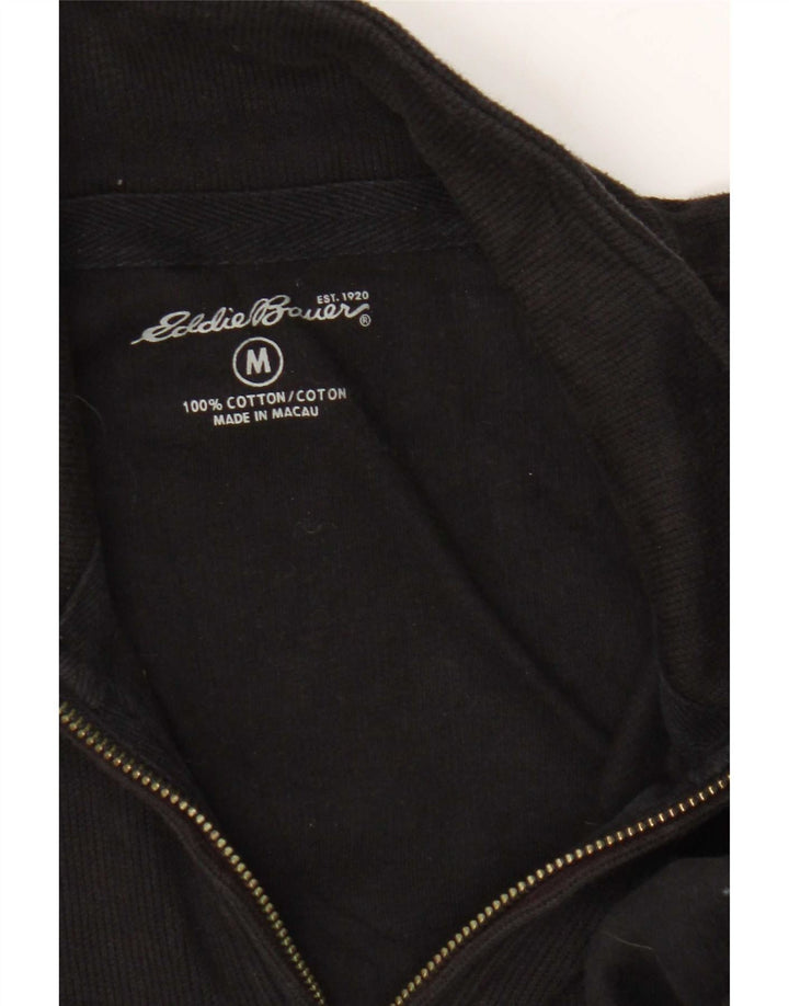 Maglione da uomo con zip e collo Eddie Bauer in cotone nero medio