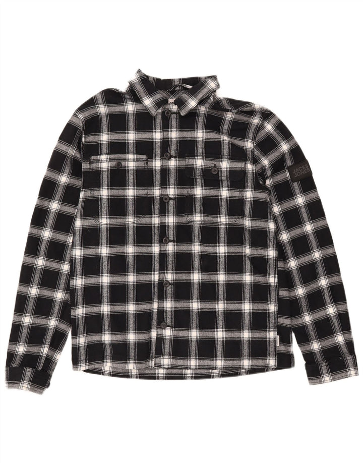 Jack & Jones Camicia da uomo in flanella dalla vestibilità comoda, cotone medio a quadri neri
