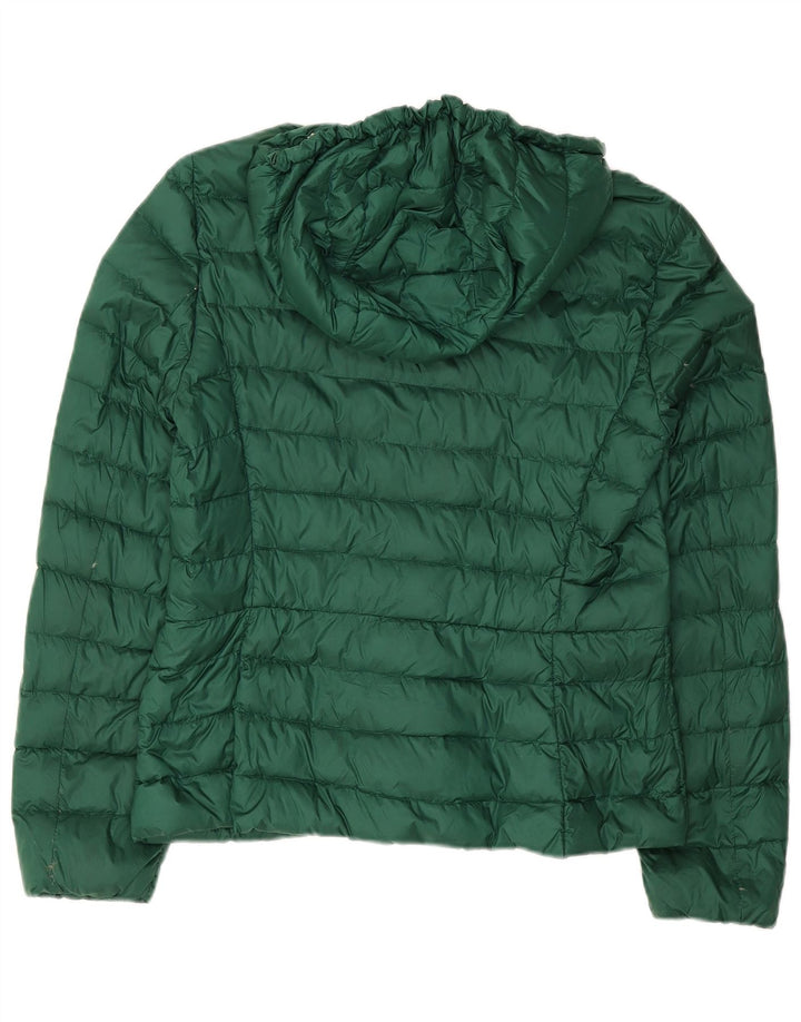 MASSIMO DUTTI Womens Hooded Padded Jacket UK 14 Large Green Nylon