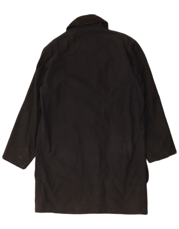 Barbour Cappotto da uomo in cotone cerato con bordo UK 36 piccolo nero