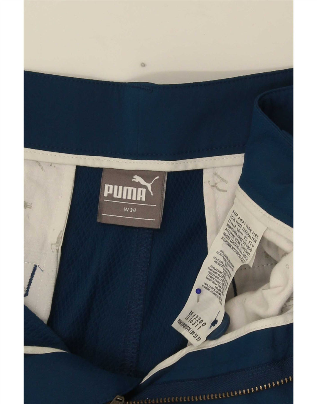 Pantaloncini chino da uomo Puma W34 Large blu in poliestere
