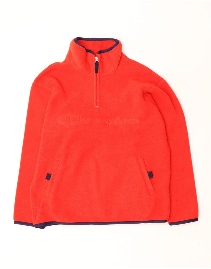 Maglione in pile Champion con collo con zip e grafica, 11-12 anni, poliestere rosso