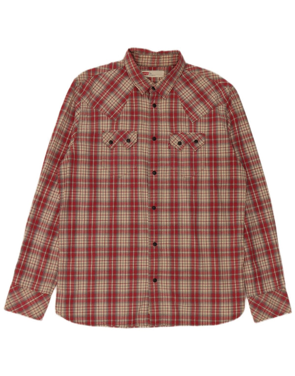 Camicia Levi's da uomo slim fit western XL in cotone rosso