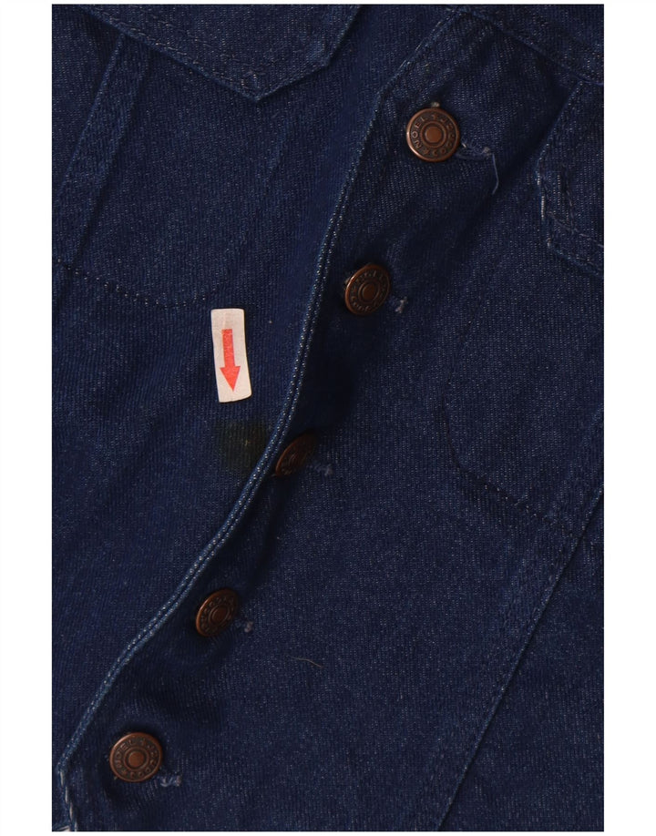 Gilet vintage da uomo in denim di cotone blu medio