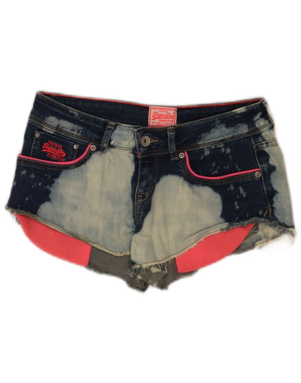 Pantaloni caldi da donna in denim lavaggio acido Superdry W26 piccolo cotone tinto in cravatta blu