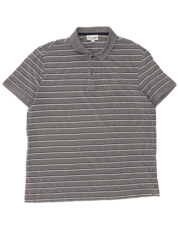 Polo Lacoste da uomo vestibilità regolare taglia 7 2XL cotone a righe grigie