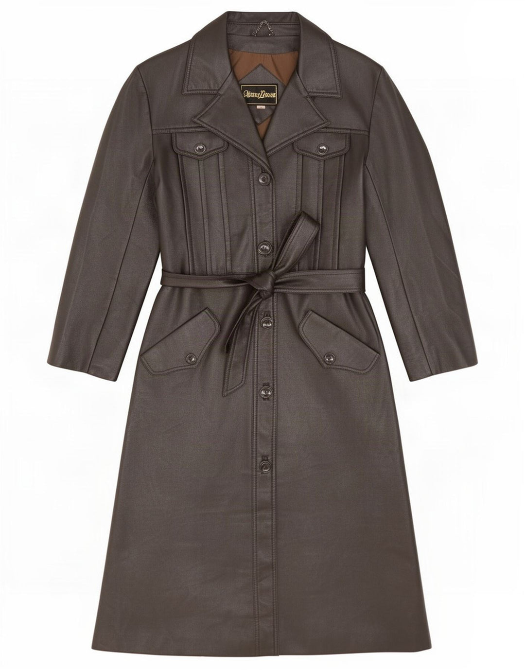 Cappotto in pelle vintage da donna UK 12 Marrone medio