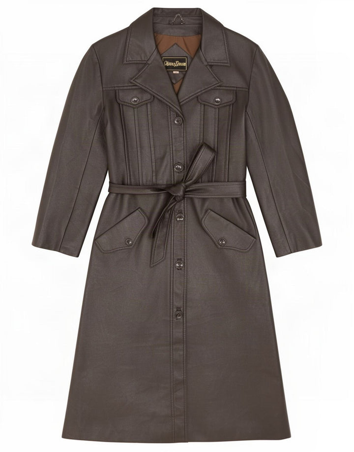 Cappotto in pelle vintage da donna UK 12 Marrone medio