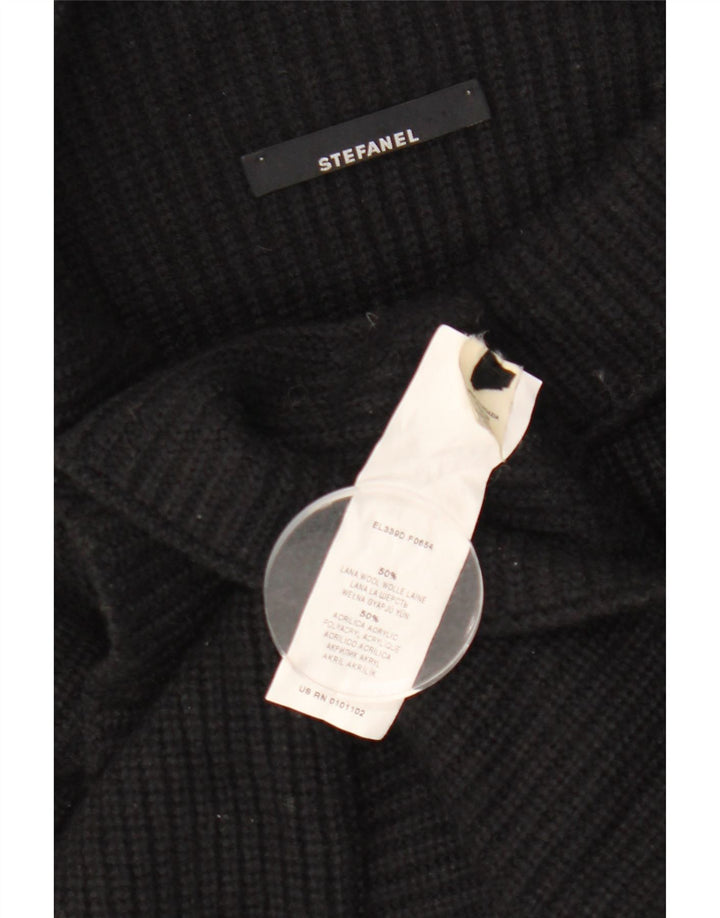 Maglione maglione da donna Stefanel con collo alto UK 6 XS lana nera