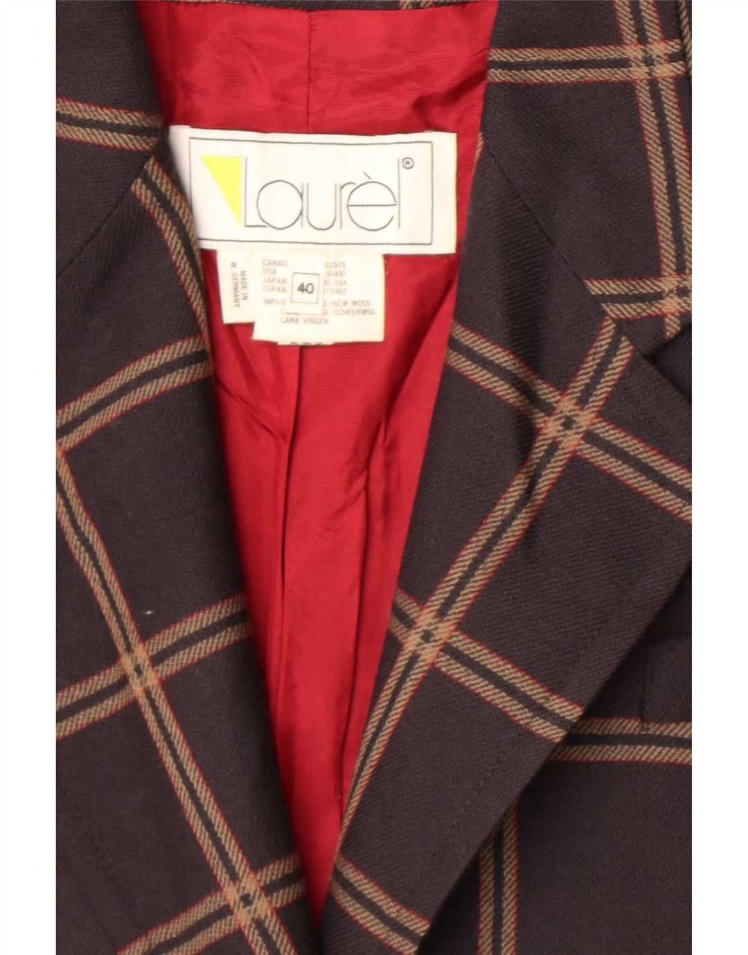 Giacca blazer a 3 bottoni lunga da donna Laurel EU 40 scozzese marrone medio