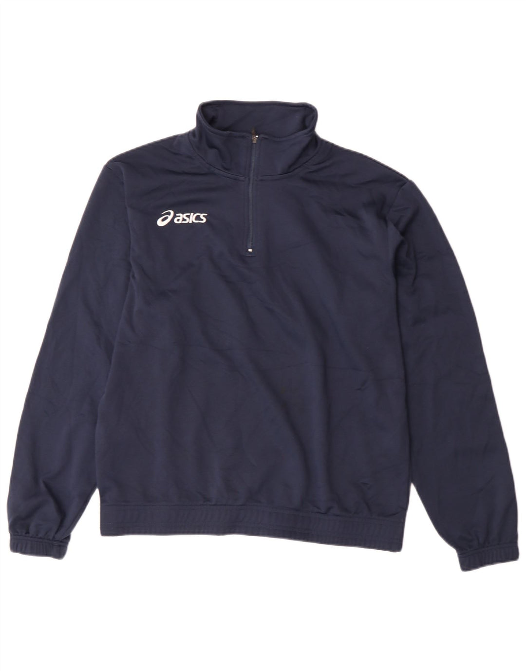 Maglietta Asics da ragazzo con zip e collo pullover, 13-14 anni, in poliestere blu navy