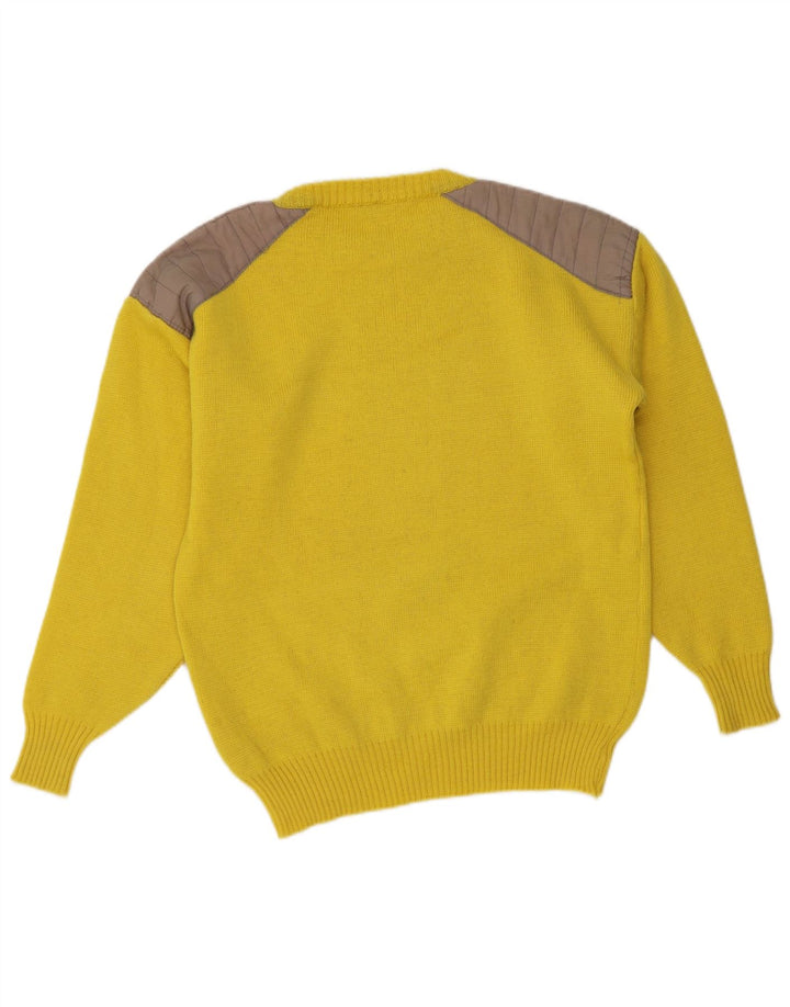 Maglione maglione girocollo da uomo Volkl IT 48 piccolo in lana a righe gialle
