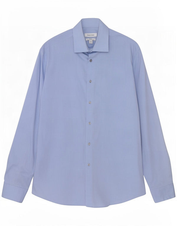 Calvin Klein Mens Regular Fit Shirt Size 15 1/2 Medium Blue Herringbone