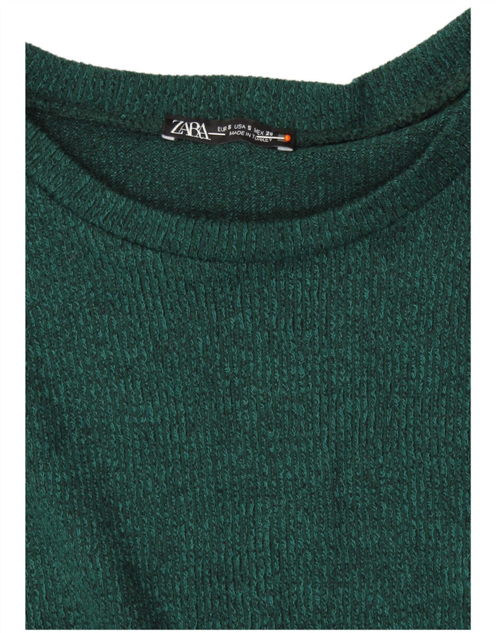 Maglione ZARA da donna con scollo a barca UK 10 piccolo verde