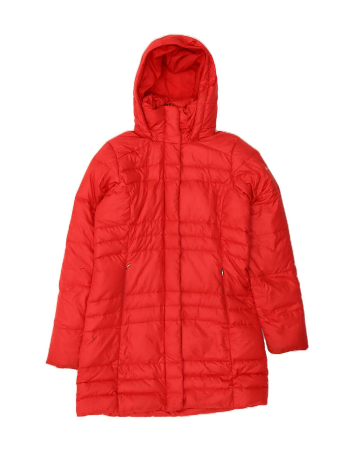 COLUMBIA Womens Hooded Padded Coat UK 10 Small Red Polyester Vintage Columbia and Second-Hand Columbia from Messina Hembry 