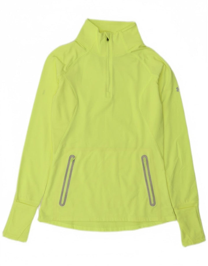 Under Armour Donna Cold Gear Pullover Tuta Top UK 8 Small Giallo