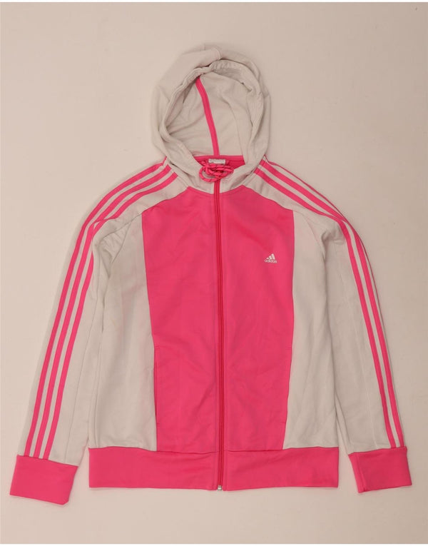Felpa con cappuccio e zip Adidas Climalite da donna UK 16/18 Large Pink Colourblock