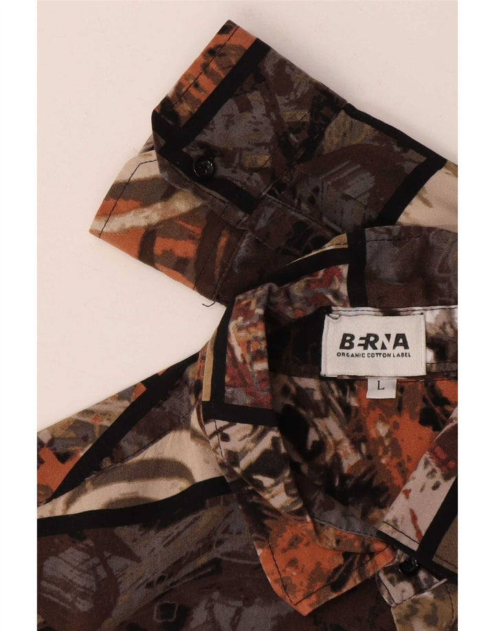 Camicia vintage da uomo grande in cotone patchwork multicolore