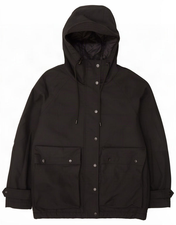 Zara Parka oversize da donna con cappuccio UK 6 XS Nero Cotone