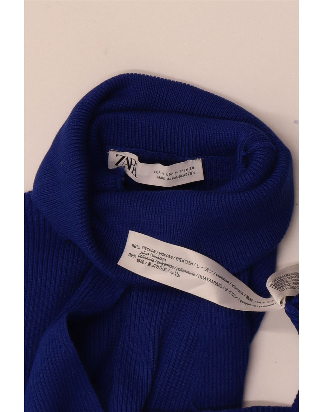 Vestito lungo a maniche lunghe da donna Zara UK 12 Viscosa blu medio