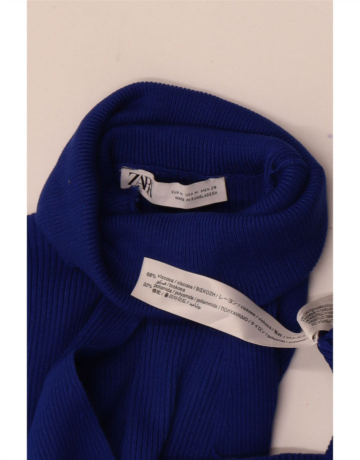 Vestito lungo a maniche lunghe da donna Zara UK 12 Viscosa blu medio