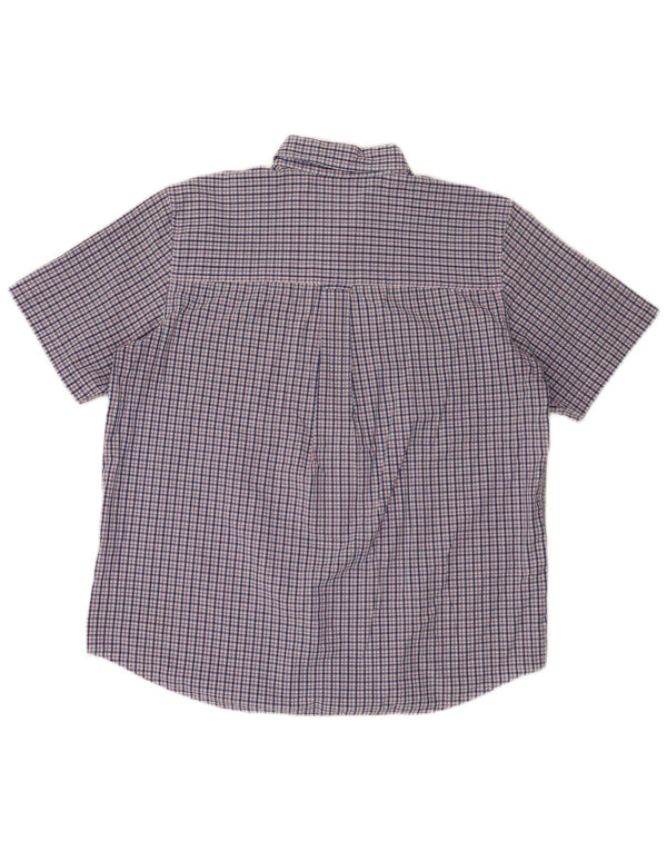Camicia a maniche corte da uomo Chaps Easy Care XL in cotone a quadri blu navy
