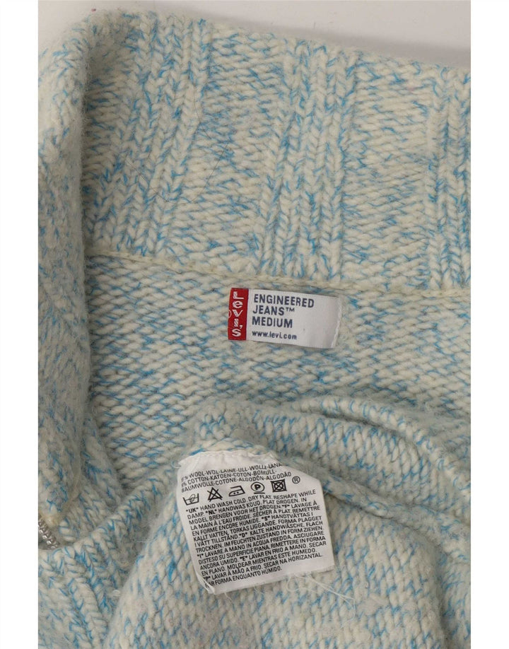 Maglione cardigan ingegnerizzato da donna Levi's UK 14 Lana screziata blu medio