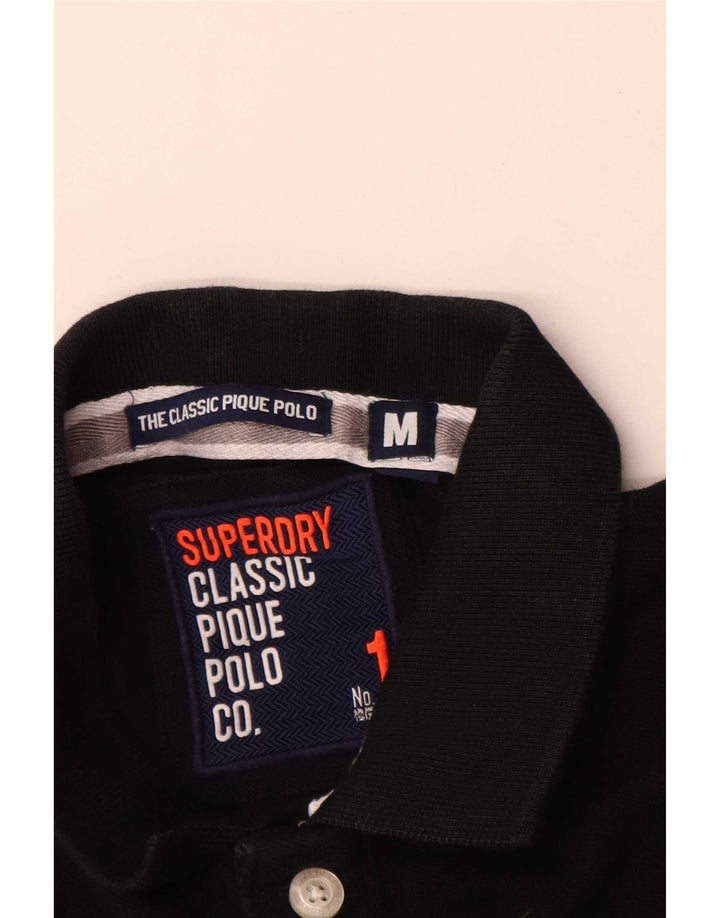 Polo da uomo Classic Fit Superdry in cotone nero medio