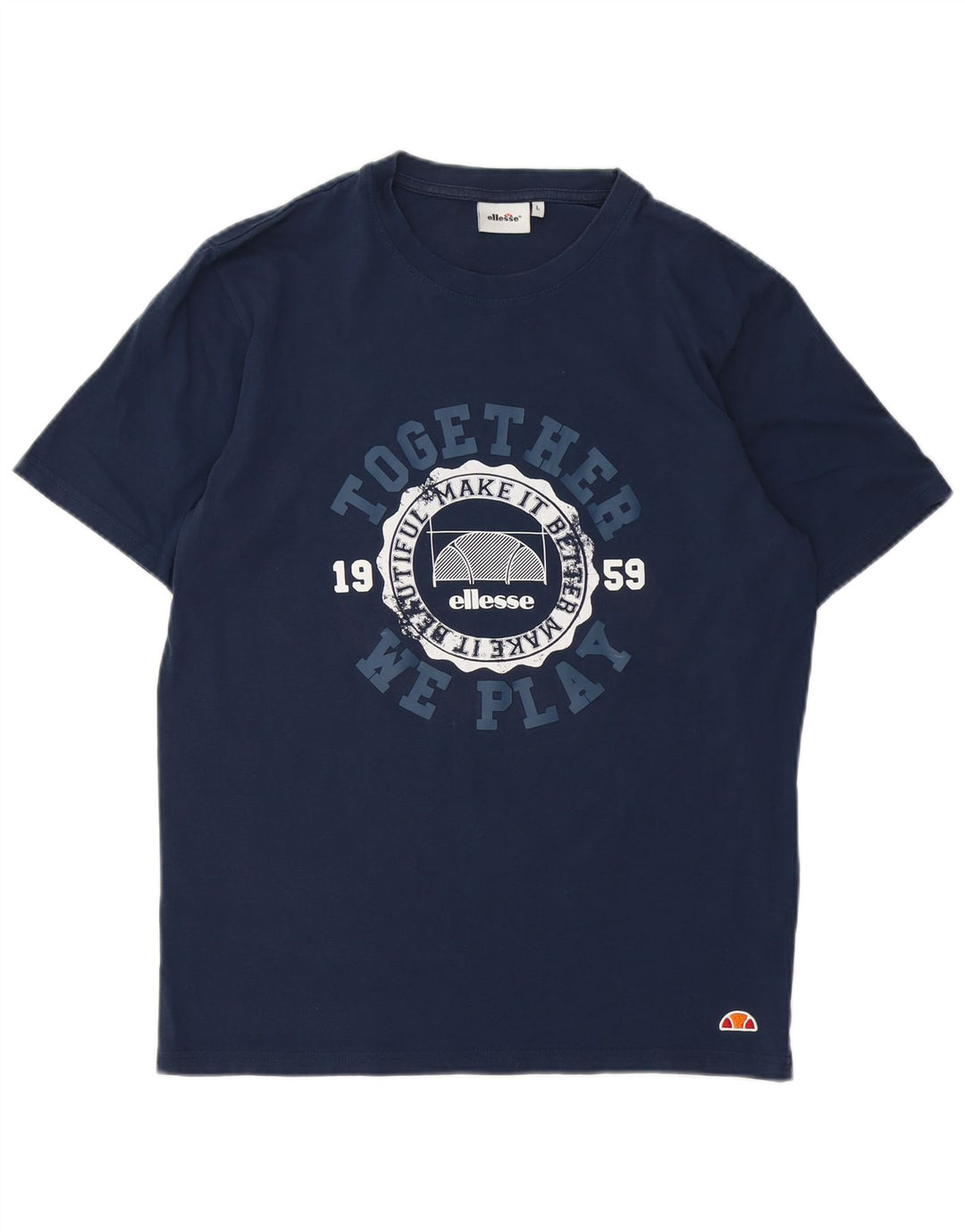 T-shirt grafica da uomo Ellesse Top grande in cotone blu navy