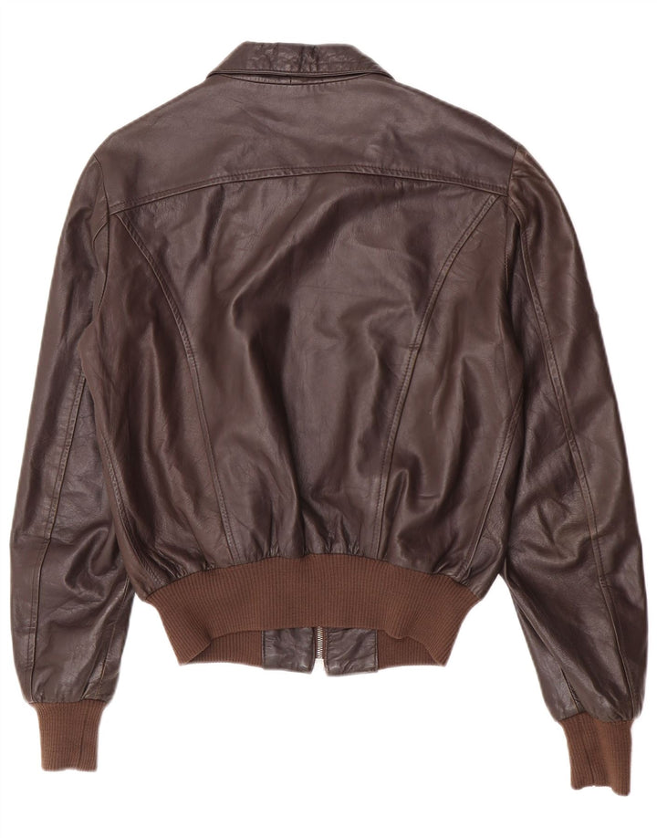 Giacca in pelle bomber vintage da uomo UK 38 in pelle marrone medio