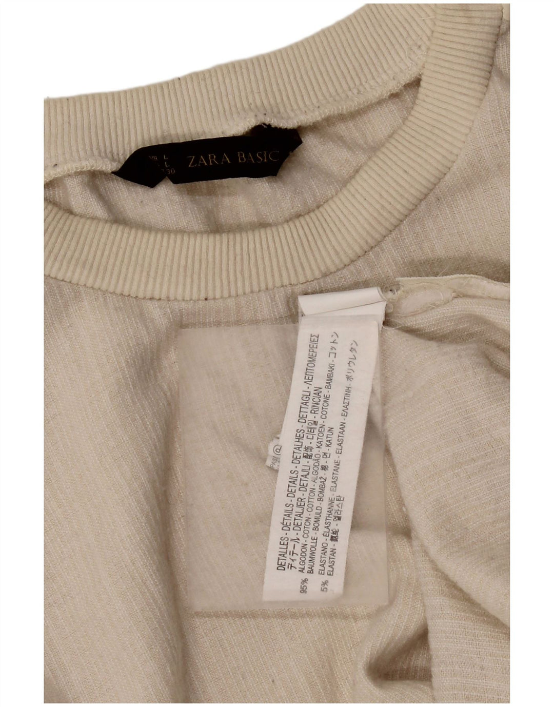 Felpa da donna Zara UK 16 grande in cotone bianco sporco