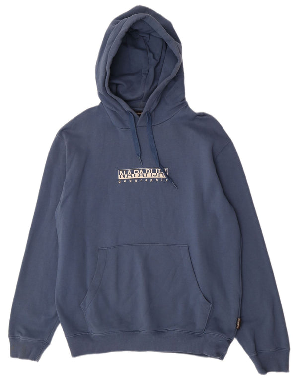 Maglione con cappuccio grafico geografico da uomo Napapijri grande in cotone blu