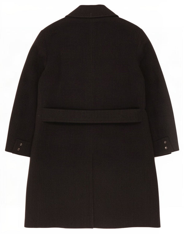 Cappotto doppiopetto vintage da uomo UK 38 medio nero in lana vergine