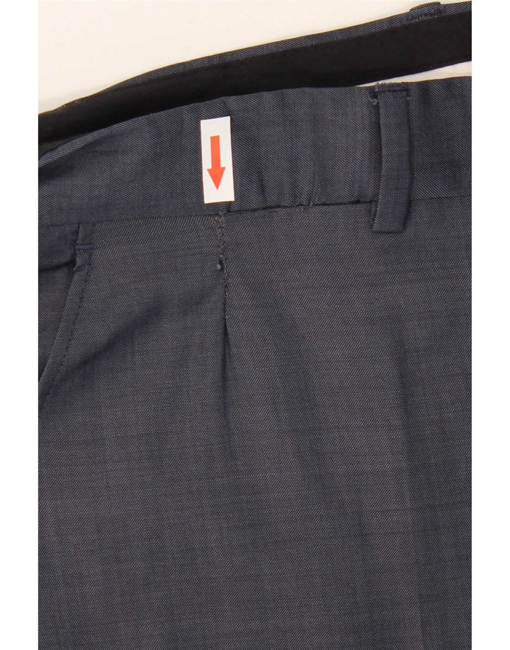 Pantaloni da abito dritti da uomo Zara W44 L31 in lana blu navy