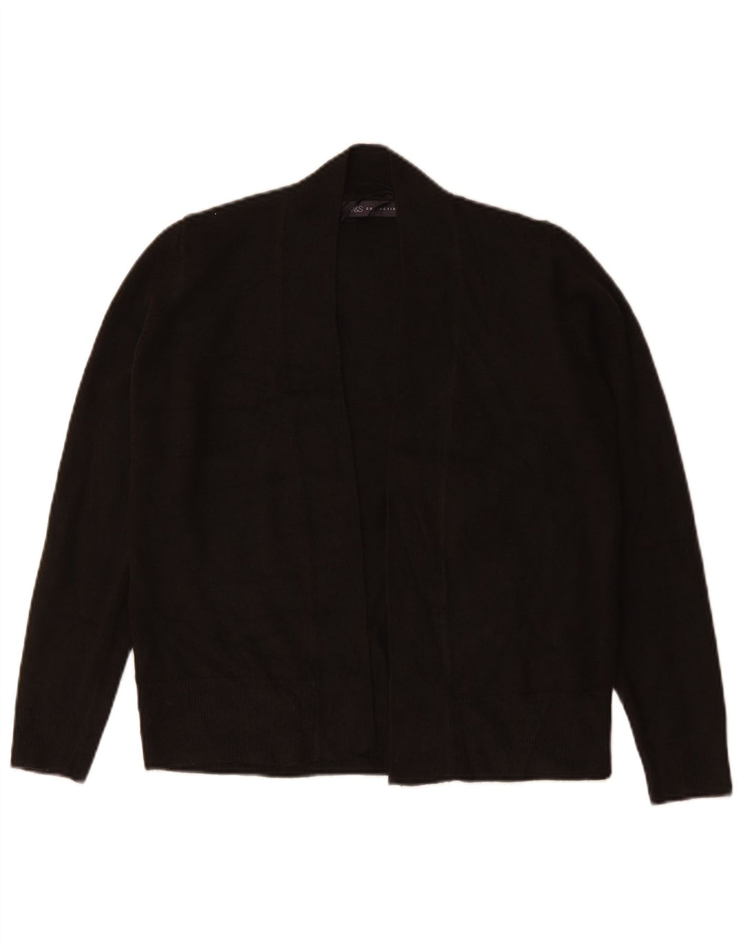 MARKS & SPENCER Maglione cardigan aperto da donna UK 14 Acrilico nero medio