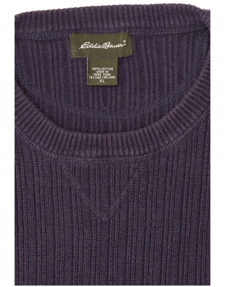 EDDIE BAUER Maglione girocollo da uomo XL in cotone blu navy